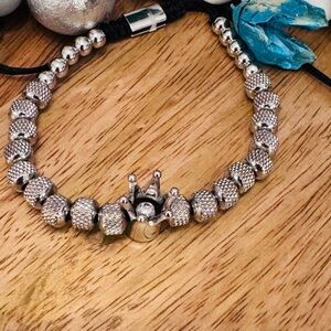 Stainless Steel Silver Beaded Bracelet with King”s Crown